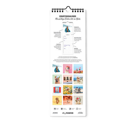 Bunter Hund - Geburtstagskalender (Format 12x36)
