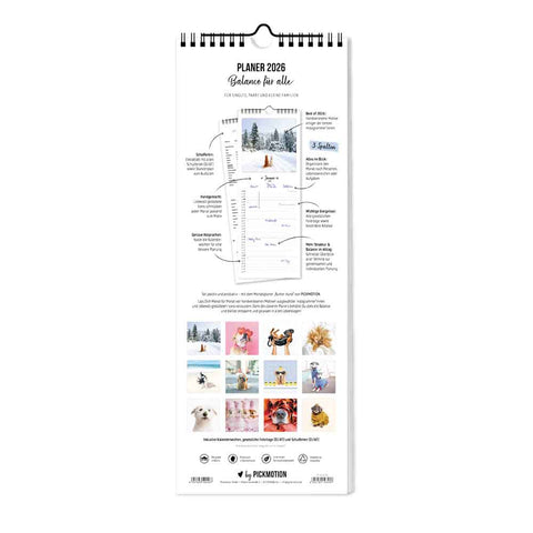 Der Pickmotion Bunter Hund - Planer (15x40) ist ein farbenfroher Wandkalender mit charmanten Hundefotos, illustrierten Seiten und einer Monatsübersicht - ideal als Familienplaner für Hundefreunde.