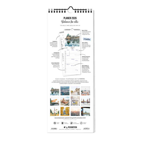 Der Berlin - Planer (Format 15x40) von Pickmotion zeigt Illustrationen, Notizen und Vorschaubilder von Berlin - ideal als stilvoller Kalender oder praktischer Familienplaner für zu Hause oder das Büro.