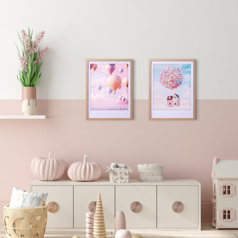 pastel pink hot air balloons