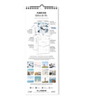 Der Küste & Meer - Planer (Format 15x40) von Pickmotion besticht durch sein blau-weißes Design mit Monatsblättern und kleinen Kalenderbildern am unteren Rand - ideal für Fans des Wandplaners 2025 oder einen stilvollen Familienplaner.