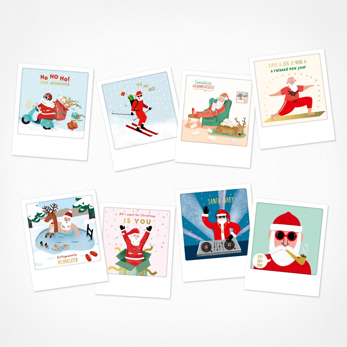 Santa Claus is coming to town | Weihnachtskarten Set | 8 Kleine Postkarten