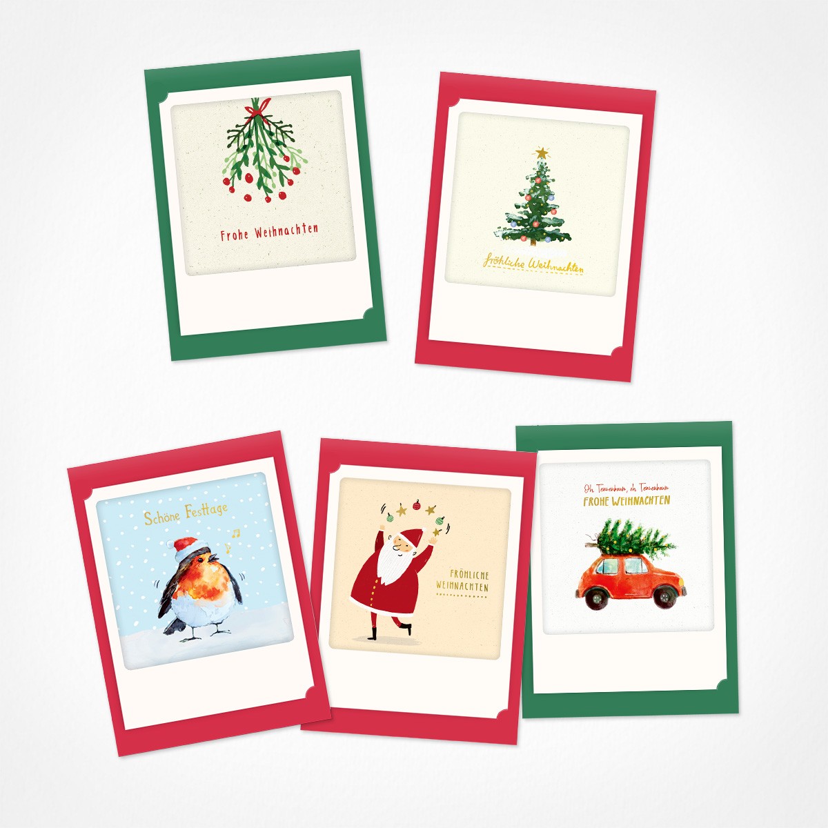 Jetzt wird&#039;s weihnachtlich | Weihnachtskarten Set | 5 Kleine Klappkarten