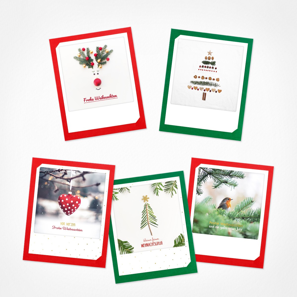 Kleiner, feiner Weihnachtsgruß | Weihnachtskarten Set | 5 Photo Klappkarten