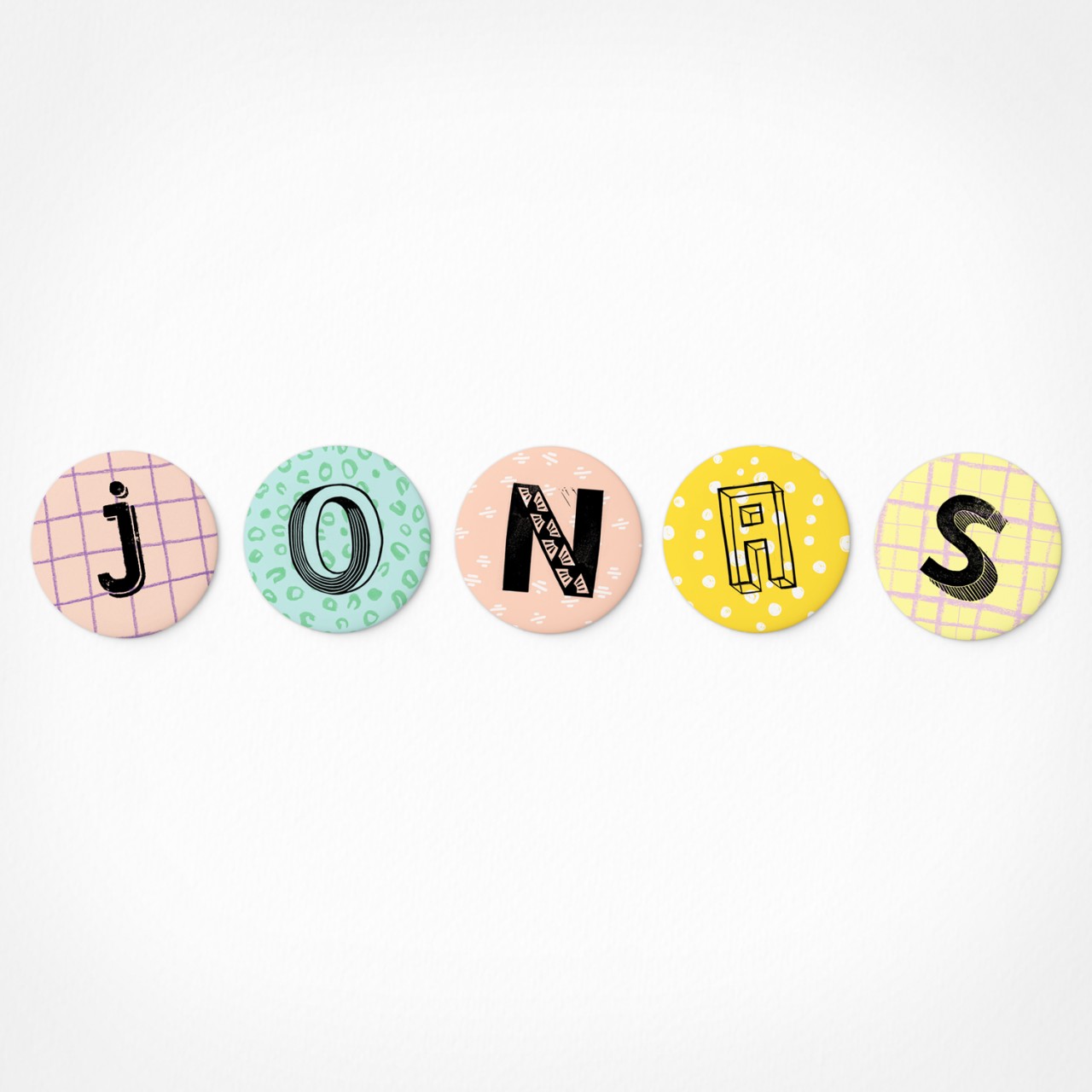 Jonas | Magnetbuchstaben Set | 5 Magnete