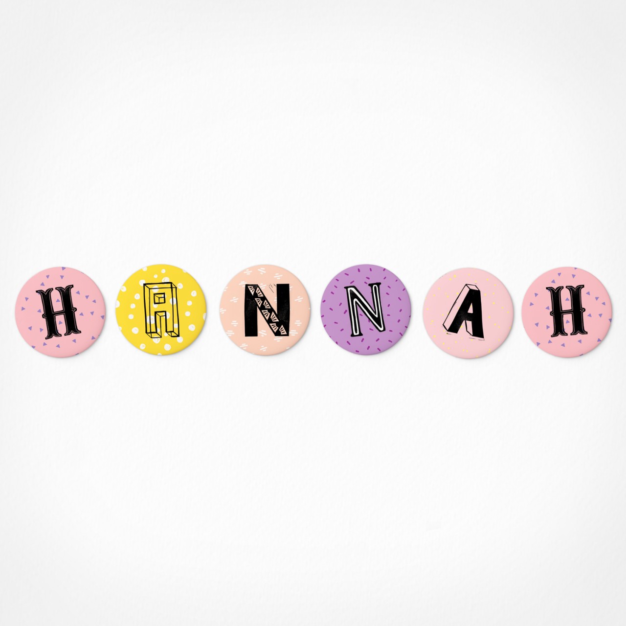 Hannah | Magnetbuchstaben Set | 6 Magnete