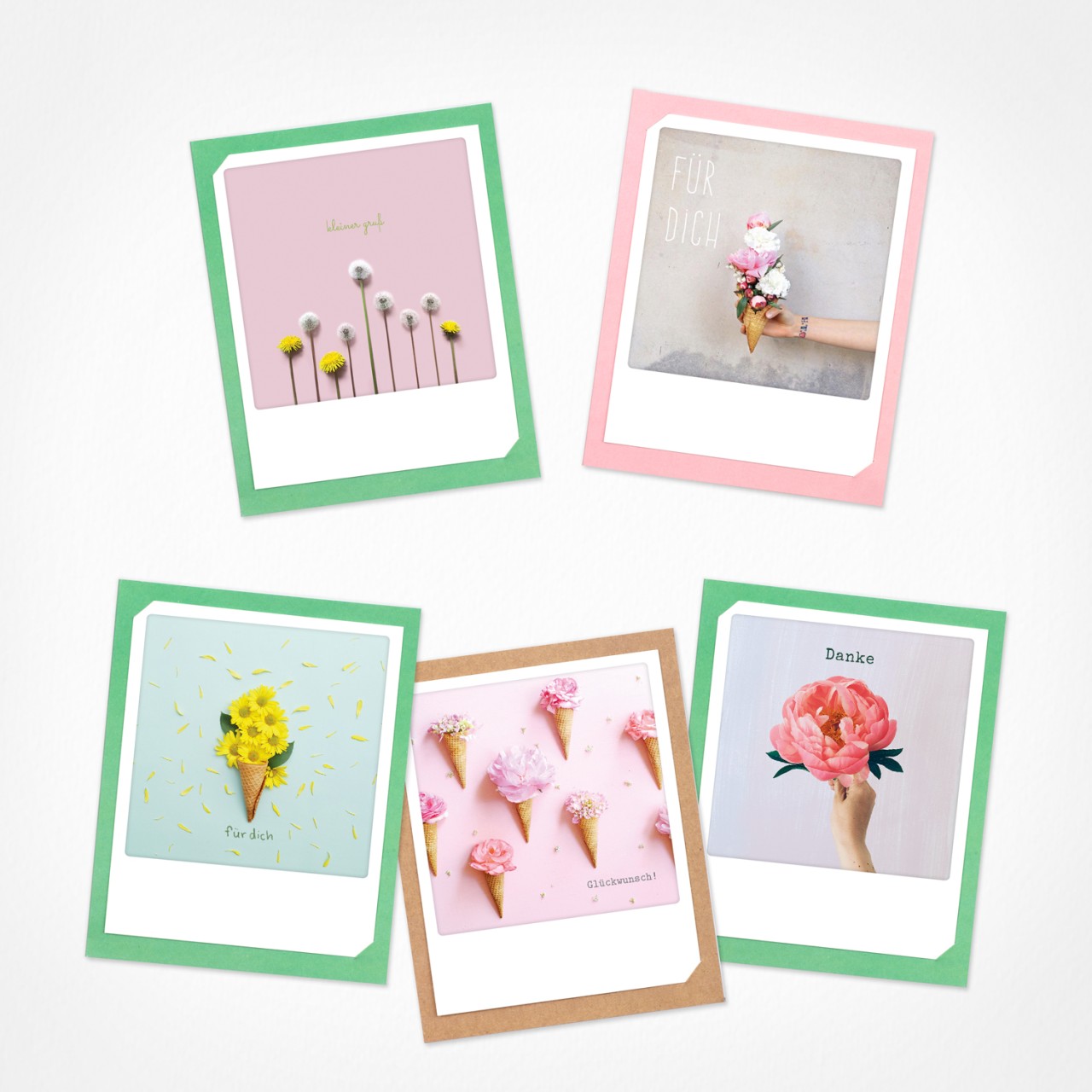 Flowery | Grußkarten Set | 5 Klappkarten