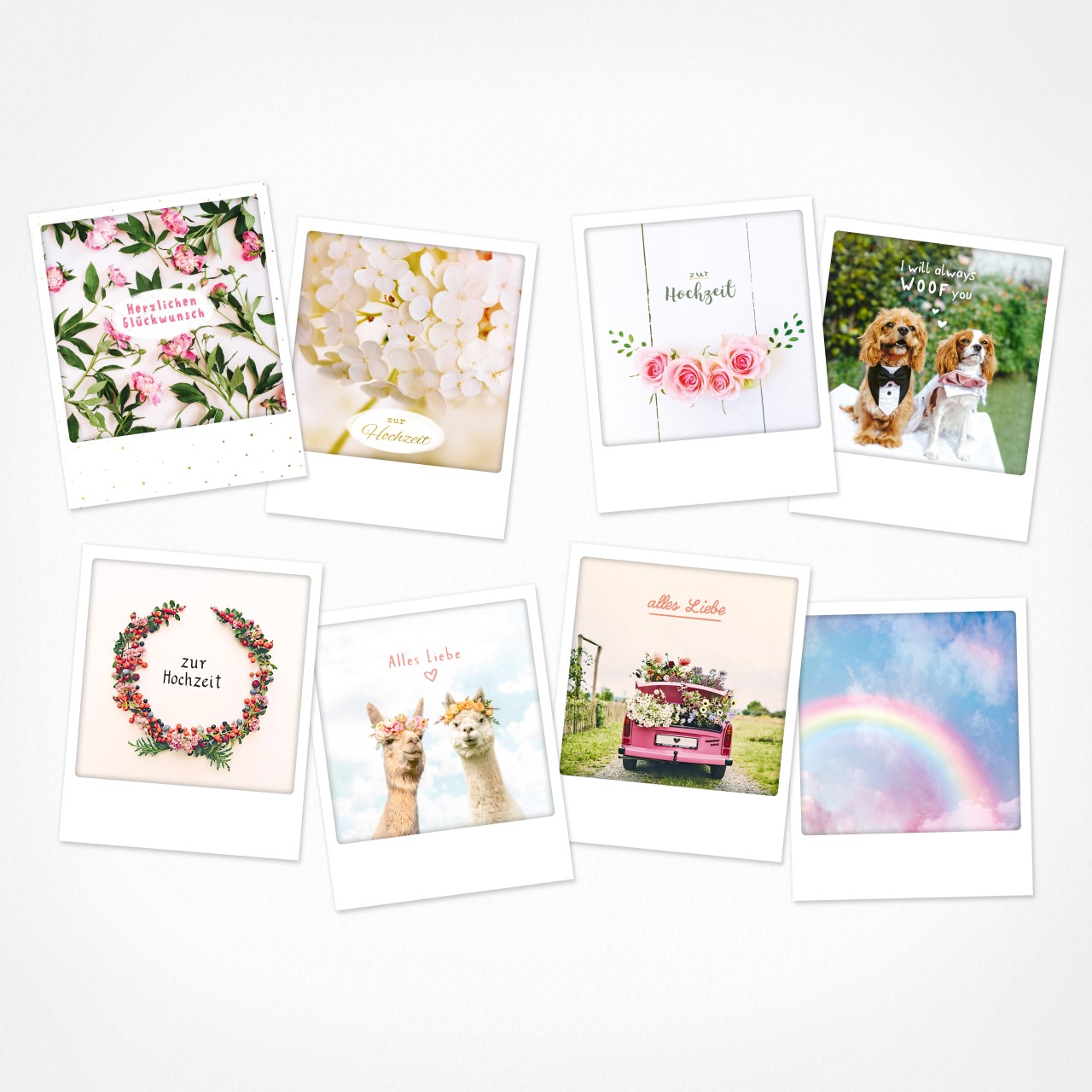 Zur Hochzeit alles Liebste | Postkarte Set | 8 Photo Postkarten