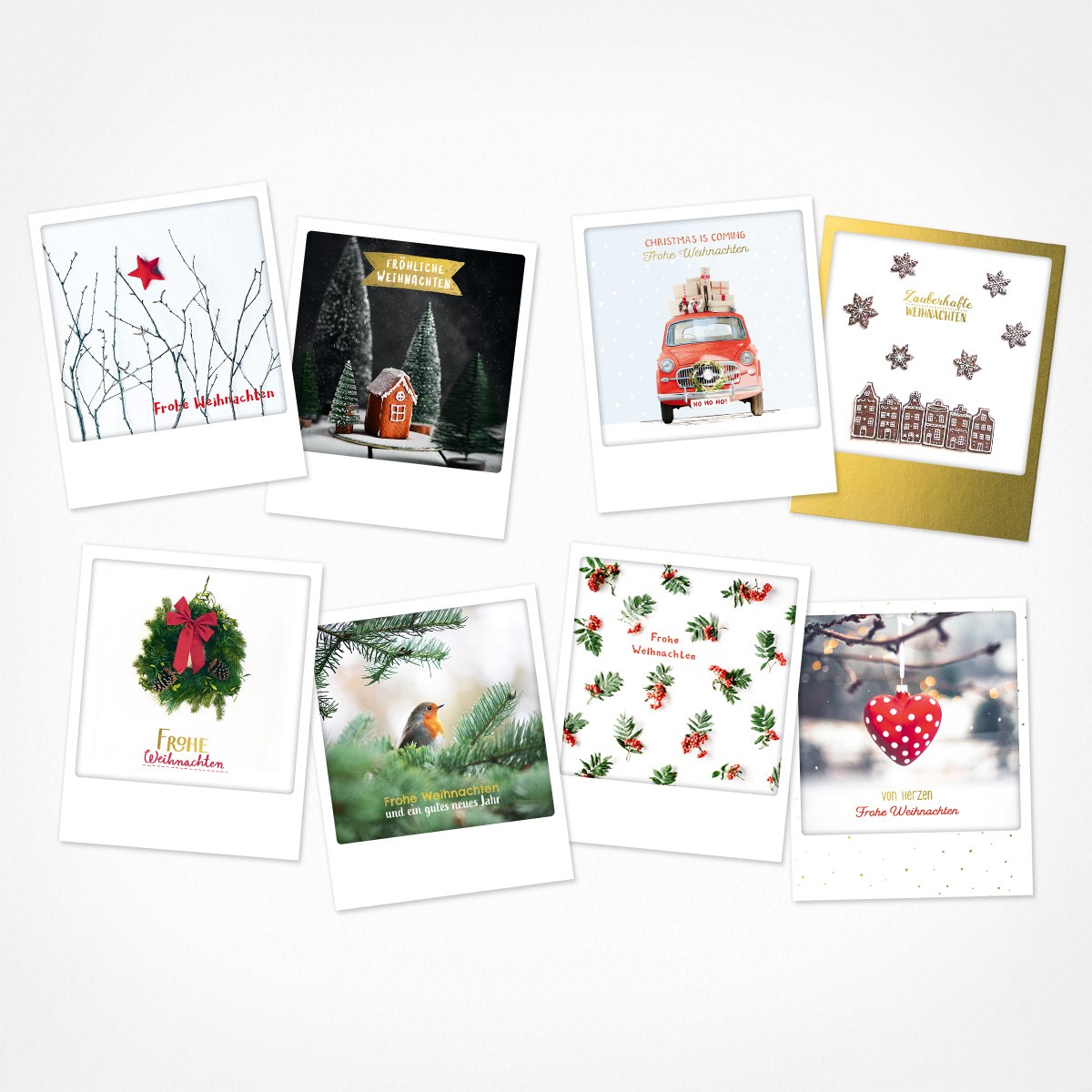 Fröhliche Weihnachten | Weihnachtskarten Set | 8 Photo Postkarten