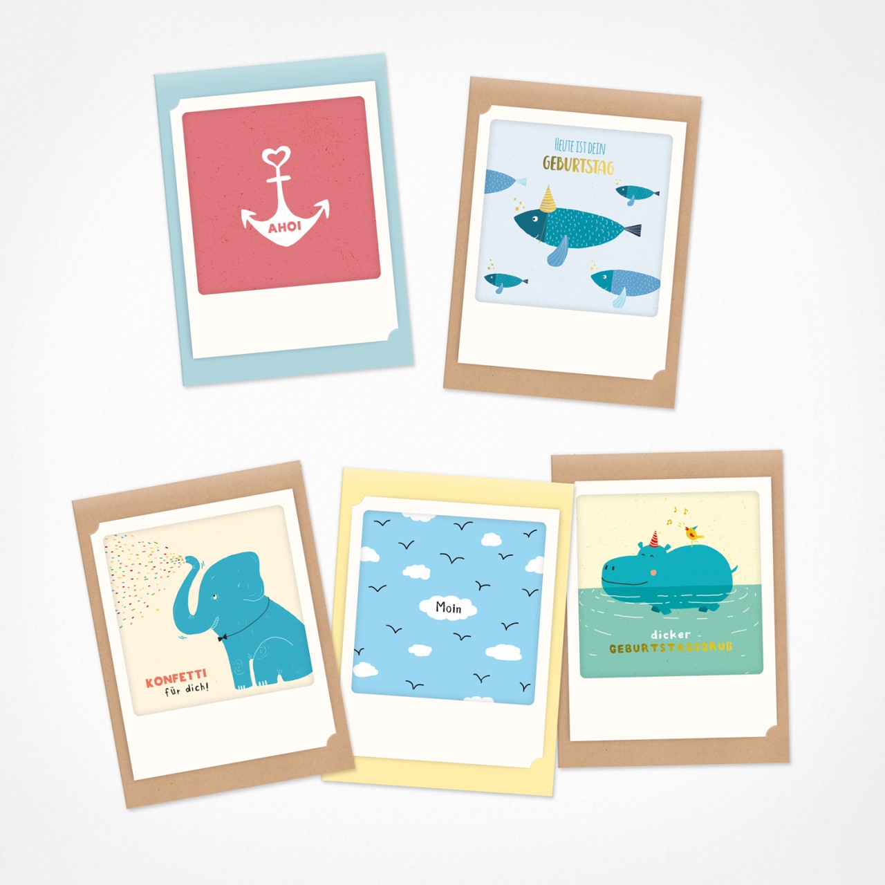 Ich will Meer! | Kreativ Grußkarten Set | 5 Klappkarten