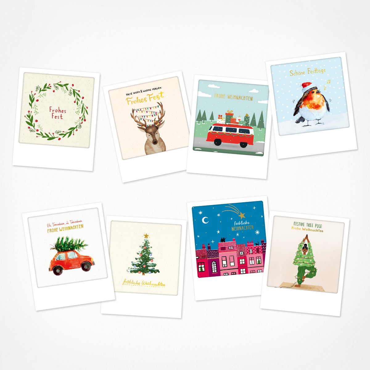 Frohes Fest | Weihnachtskarten Set | 8 Kleine Postkarten